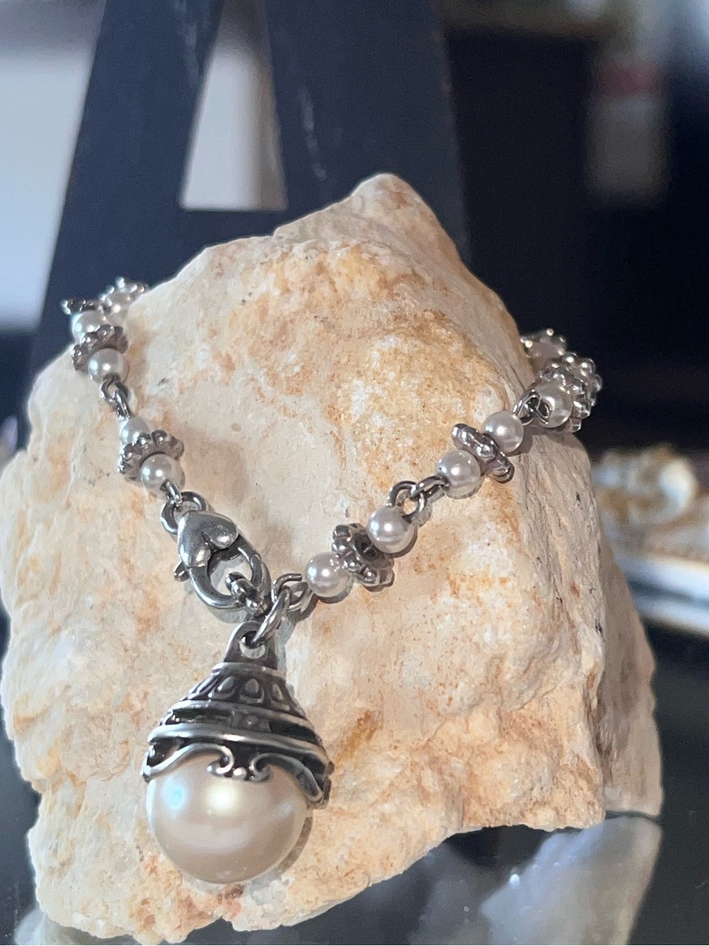 Silver Pearl Beaded Bracelet - Picture 3 of 7